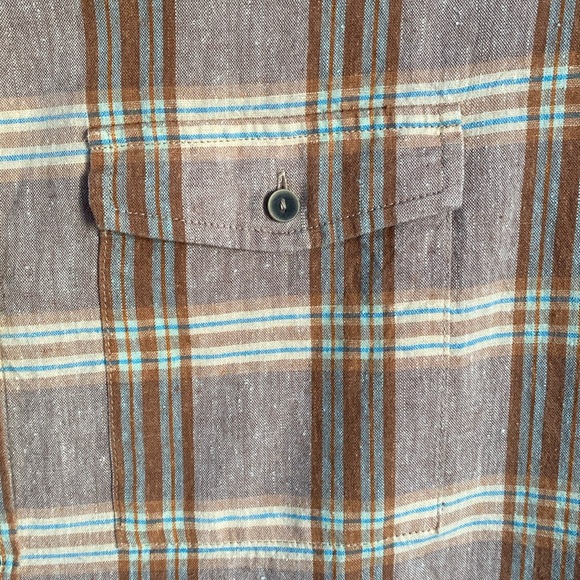 Prana Women’s McCray Button Down Top. Driftwood Plaid Color. Hemp Blend, Size M. - Picture 5 of 12